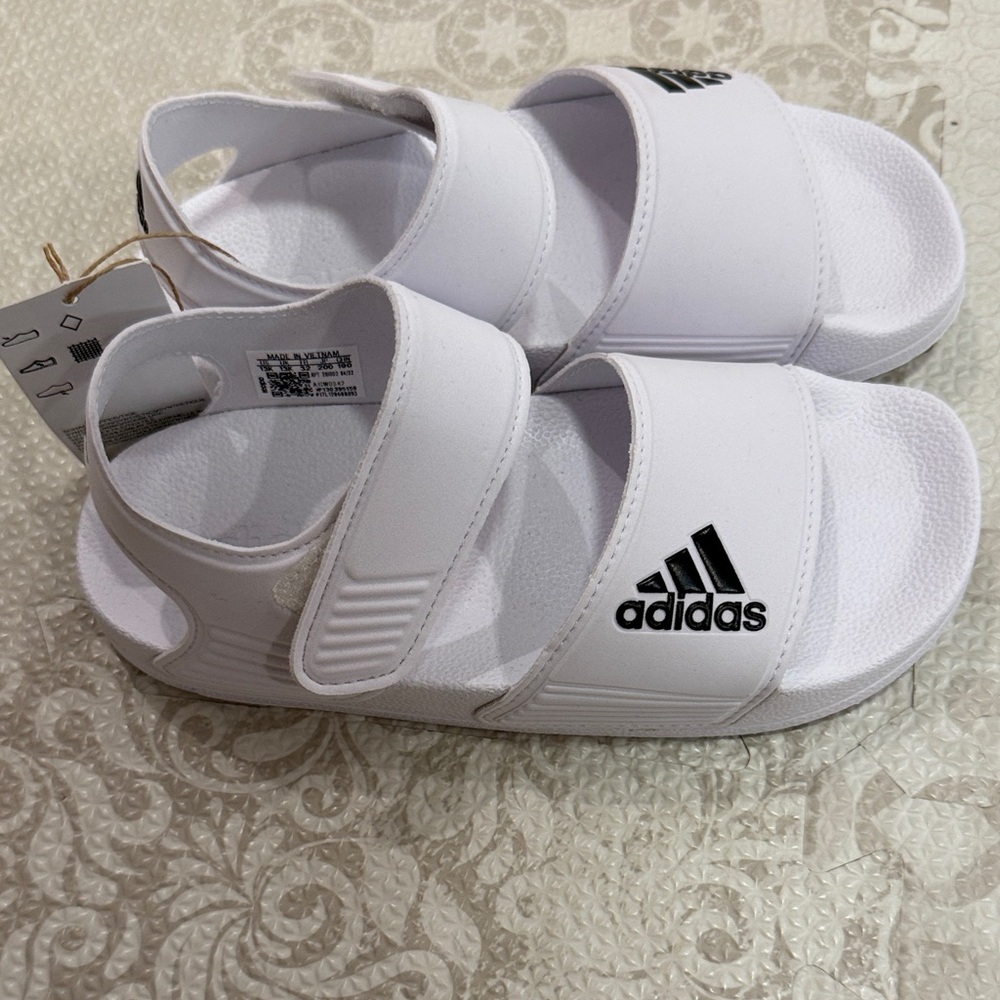 Adidas Kids White and Black Sandals